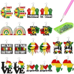 10 Pairs Double Sided Diamond Painting DIY Earring Making Kit (Black Position)