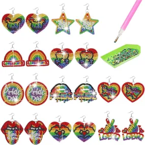 10 Pairs Double Sided Diamond Painting DIY Earring Making Kit (Rainbow)