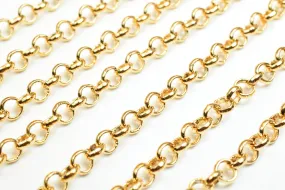 18K Gold Filled Look, Rolo Chain by the Foot - 3.5mm Tarnish-Resistant Necklace & Bracelet Supply