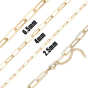 18K Gold PVD Coated Stainless Steel Paperclip Chain Necklace / CHN9760