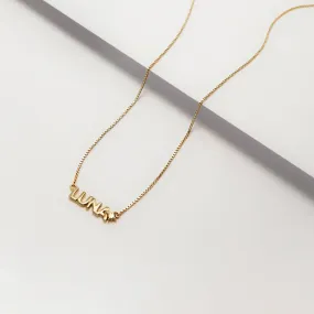 18K Gold Vermeil Nameplate Necklace With Classic Box Chain