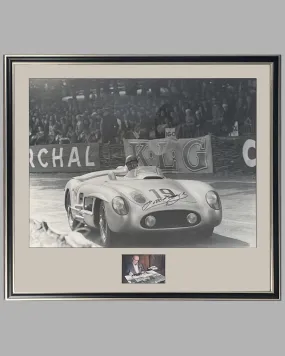 1955 - 24 Hours of Le Mans photographic print, autographed by Fangio