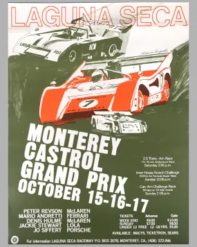 1971 Laguna Seca Monterey Castrol Grand Prix original poster