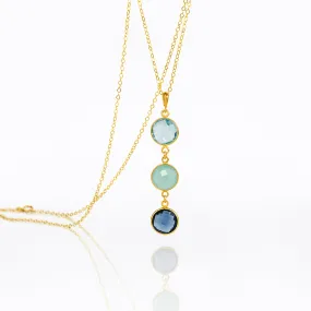 Customizable Round Birthstone Vertical Station Necklace