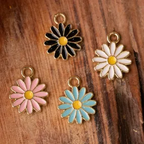 Daisy Enamel Charms | Size : 10mm Ring : 4mm | 10 Pcs