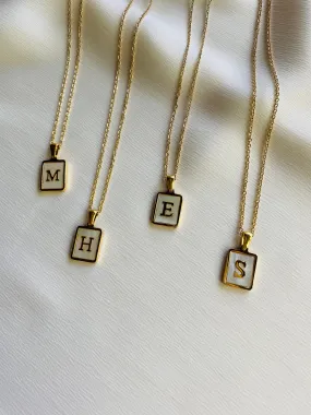 FRANKIE pearl letterplate necklace