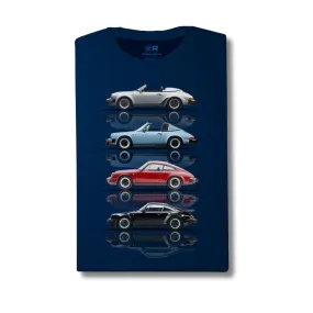 GrandPrix Originals USA Porsche Air Cooled Street Cars Slim Cut T-Shirt - Dark Navy/Gray