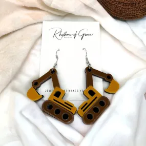 Heavy Equipment Earrings - Bulldozer Earrings, Construction Earrings, Backhoe, Truck Earrings