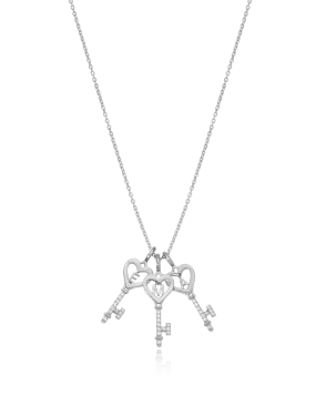 Key To My Heart Necklace with Diamond - 925 Sterling Silver