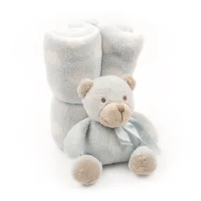 Soft Plush Baby Blanket with Stuffed Animal Blue Bear