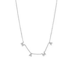 Sterling Silver 16"   2" Rhodium Plated "MAMA" Charm Necklace